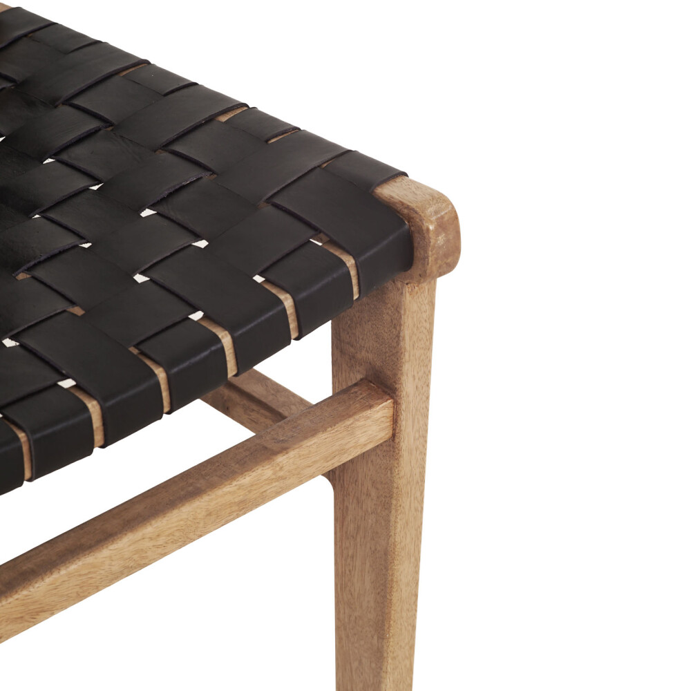 SILLA DE COMEDOR CUERO-Y-MADERA NEGRO TRAMA