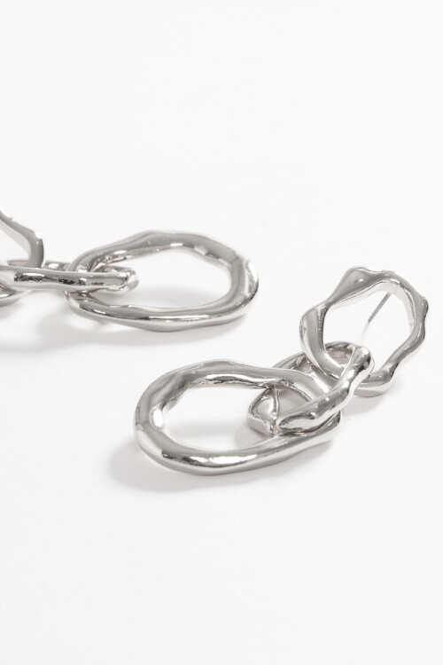 Caravanas largas aros machacados plateado