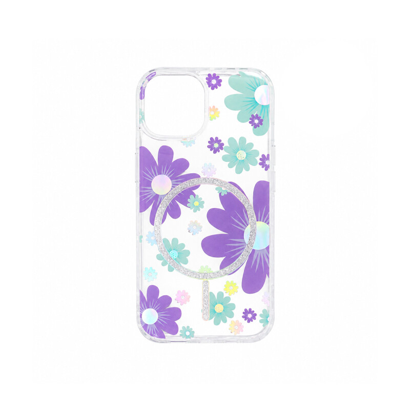 Protector para iPhone 13/14 diseño de flores color violeta Protector Para Iphone 13/14 Diseño De Flores Color Violeta