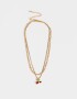 Collares Cortos Frutas Collar Doble Cadena Con Dijes De Frutas - Dorado