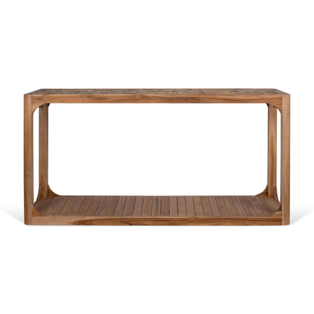 CONSOLA MADERA NATURAL-BEIGE COCO NATURAL