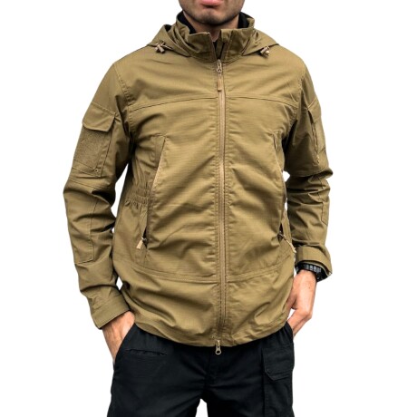 Campera chaqueta tactica con capucha en RipStop Caqui