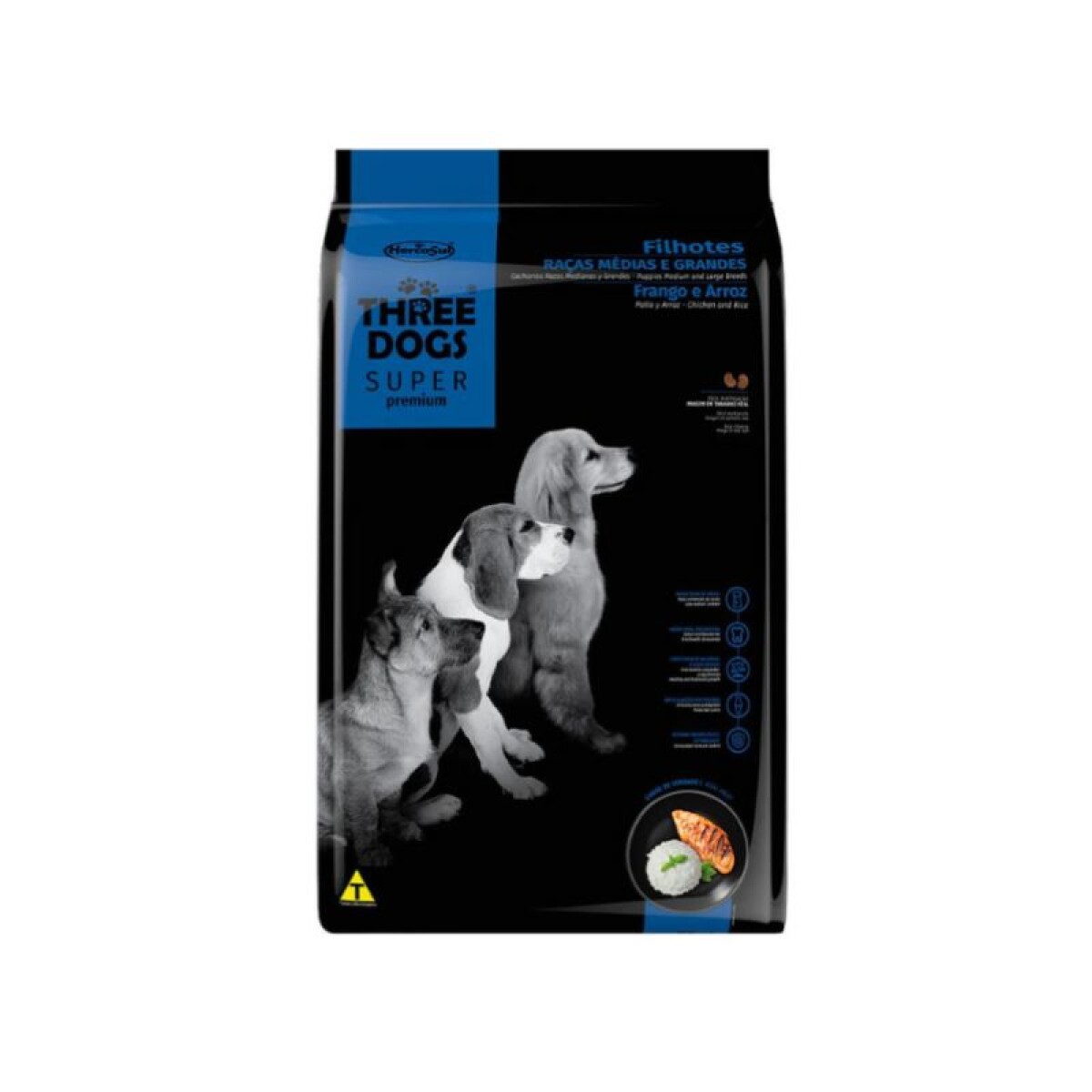 THREE DOGS SUPER PREMIUM FILHOTES MED/GDES 3 KG - Three Dogs Super Premium Filhotes Med/gdes 3 Kg 