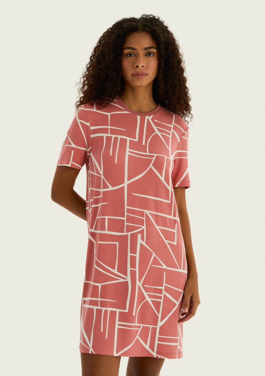 VESTIDO CORTO ESTAMPADO - ROSA 