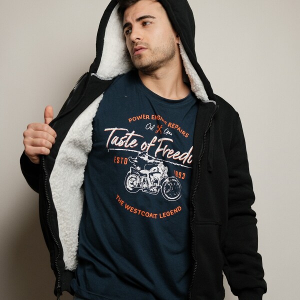 Campera Felpa y Corderito Black