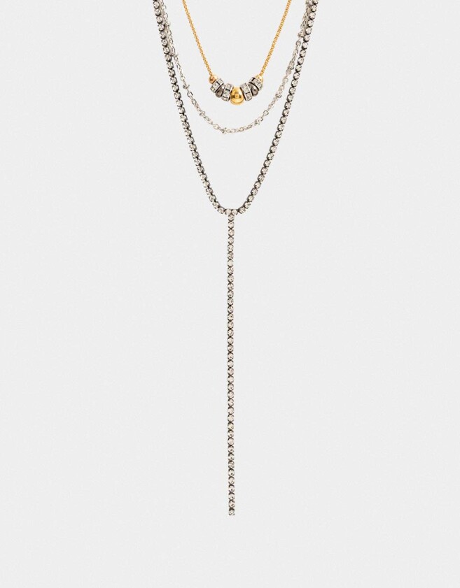 Collares Largos Strass Collar Largo Con Strass - Combinacion Bicolor