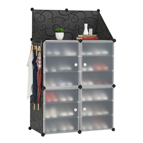 Estante Organizador Multiuso IMBACK IBK-PLC004 | Zapatera, Ropa y Accesorios con Puertas Esmeriladas Estante Negro Estante Organizador Multiuso IMBACK IBK-PLC004 | Zapatera, Ropa y Accesorios con Puertas Esmeriladas Estante Negro