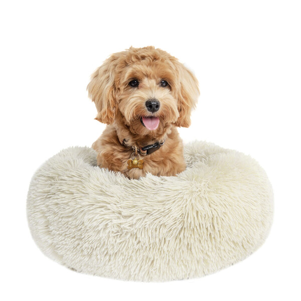 Cama Para Gato Cucha Puff Peluda Cómoda 50 Cm Mascota Variante Color Blanco 2