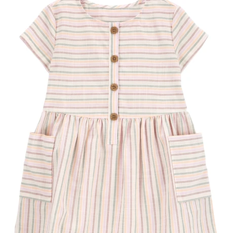 Vestido Carters Popelina Bolsillos a Rayas MULTICOLOR