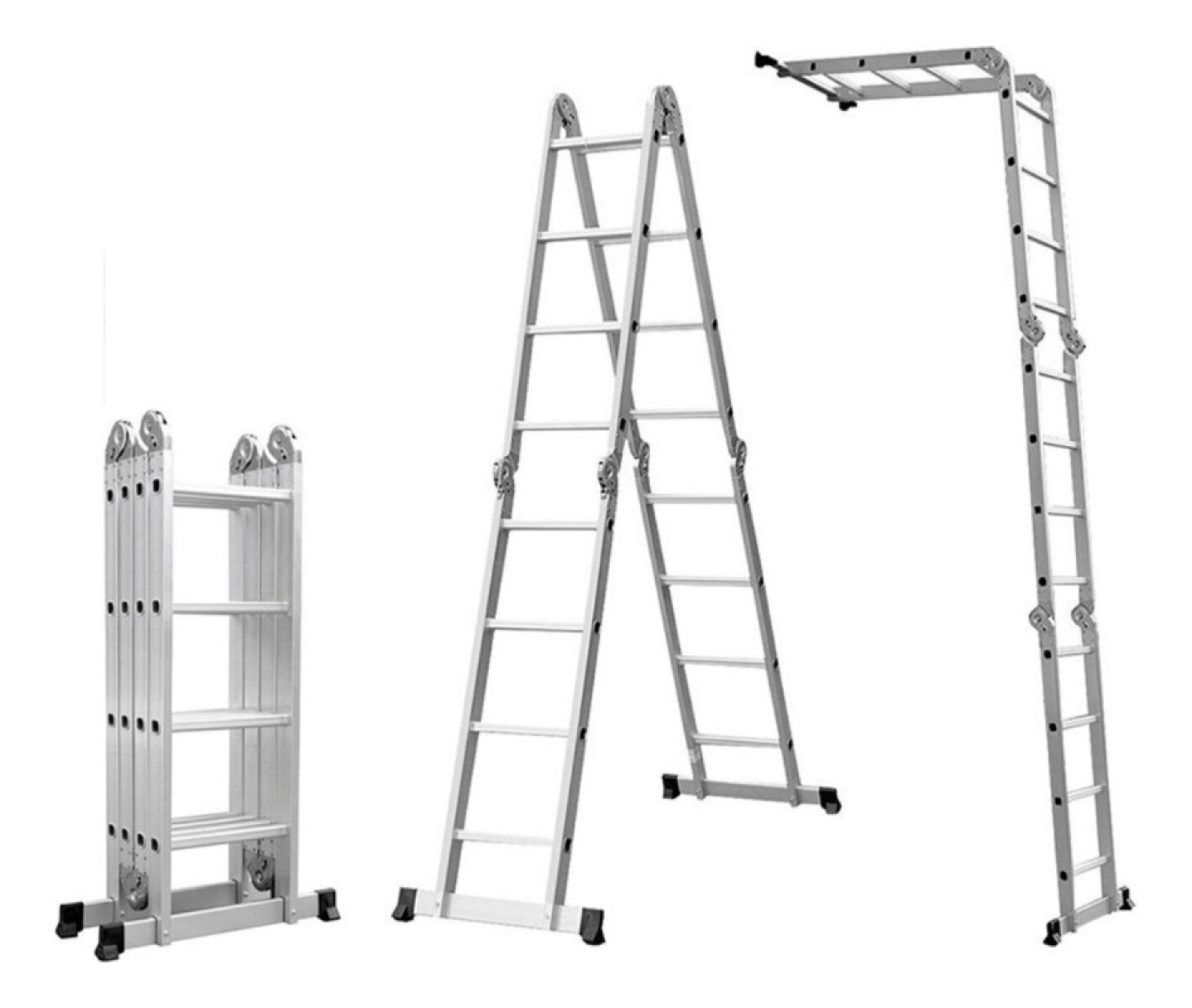 Escalera De Aluminio Plegable 4x4 Mts - Gris 