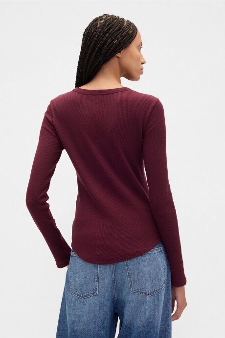 Remera Waffle Manga Larga Mujer Tuscan Red