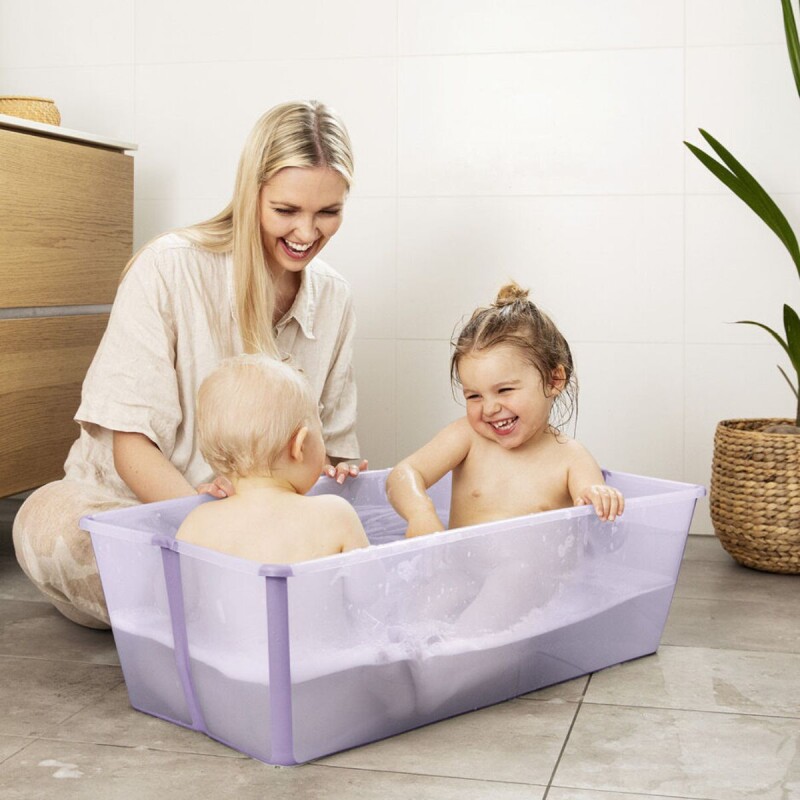 Baño Stokke Flexibath XL Plegable Transparente y Lavanda