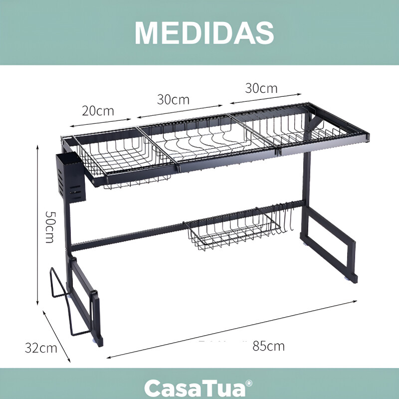 Secaplatos Escurridor 85cm Sobre Lavaplato Acero Inoxidable Color Negro mate Secaplatos Escurridor 85cm Sobre Lavaplato Acero Inoxidable Color Negro Mate