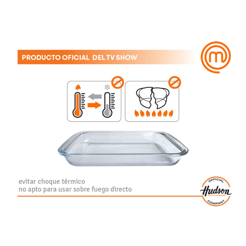 Asadera Hudson Vidrio Templado Rectangular Horno 29,5 cm