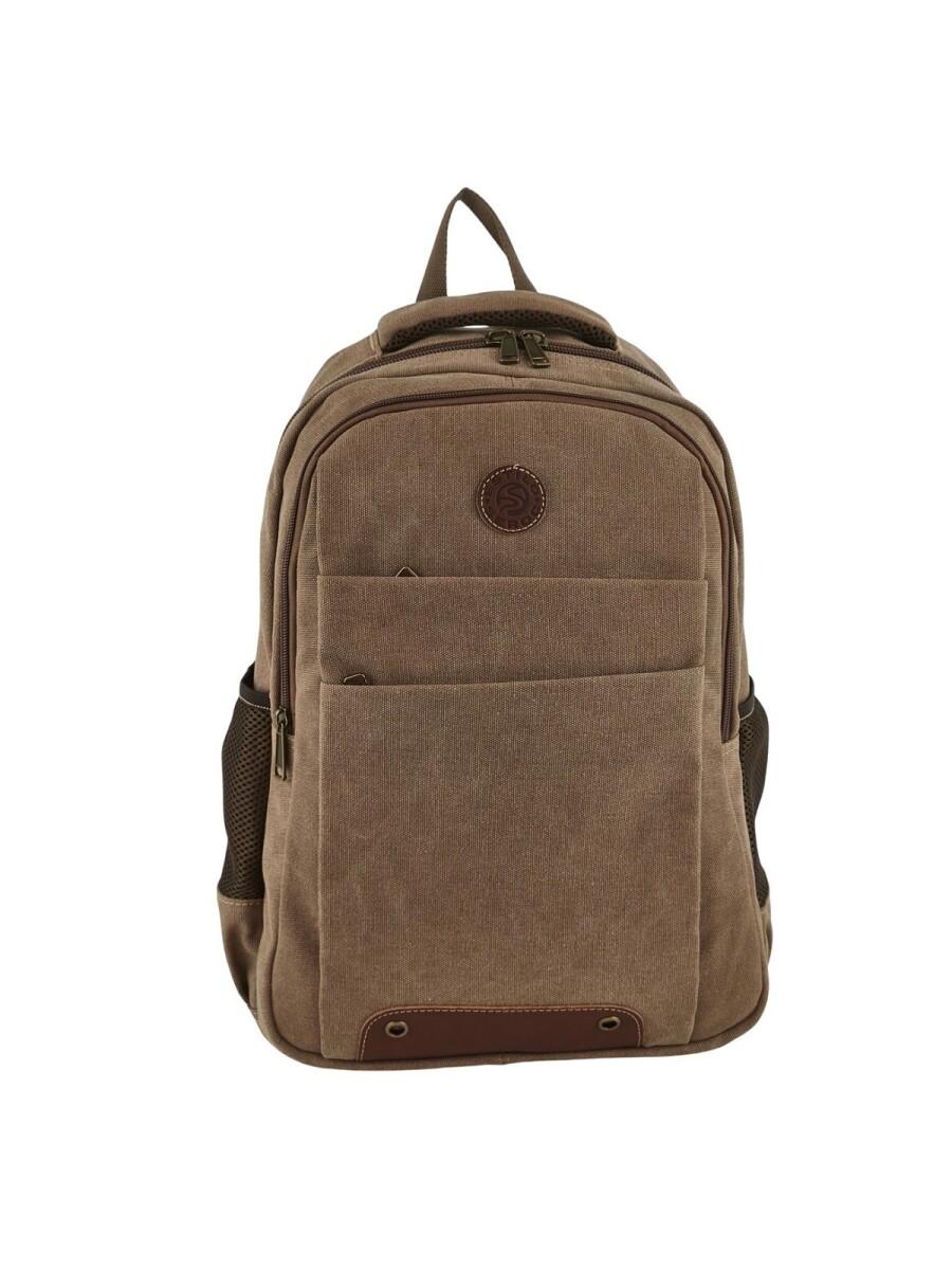 Mochila porta laptop de lona - Marrón 