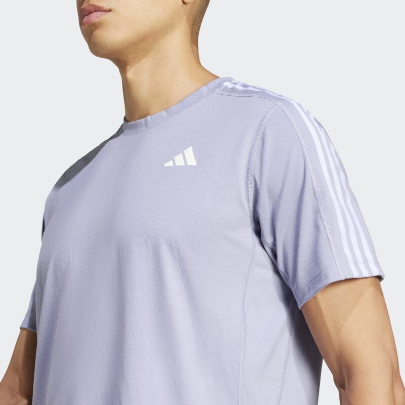 Remera Adidas Own the Run 3 Rayas Violeta