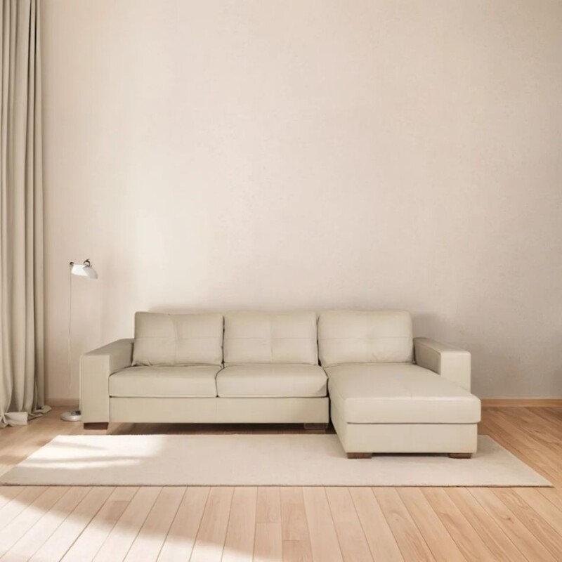 SOFA 100% CUERO - MODELO DOMINI - 3 CUERPOS + CHAISE - PERLA MATE SOFA 100% CUERO - MODELO DOMINI - 3 CUERPOS + CHAISE - PERLA MATE