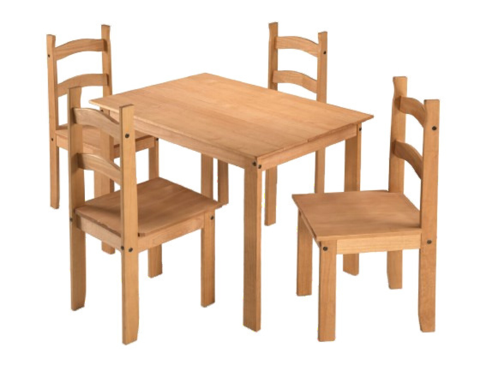 Juego de Comedor 4 Sillas Madera Natural Estilo Mexicano Mesa 100 cm 