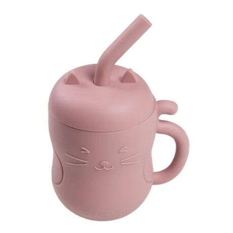 Set De Alimentación De Silicona Carestino Gatito Rosa Malva
