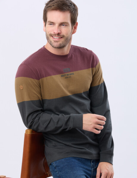 REMERA RAYADA DE ALGODÓN Gris