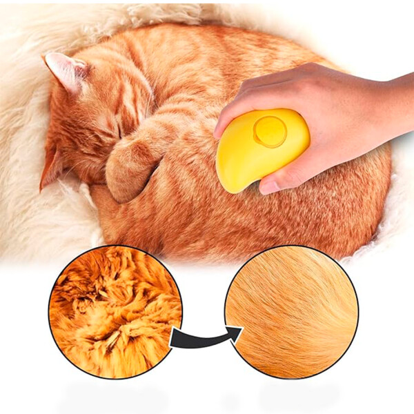 Cepillo Peine Con Spray Pelo Saca Nudos Perro Gato Mascota Variante Color Amarillo