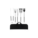 SET UTENSILIOS DE PARRILLA ACERO INOX. X 5 PIEZAS PLATEADO