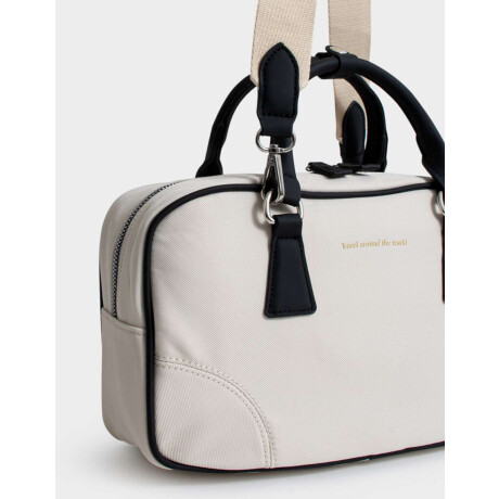 Cartera Bowling Con Tag Blanco Crudo