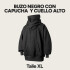 Canguro Buzo OverSize Capucha Cuello Frio Invierno Unisex Color Negro Talle XL