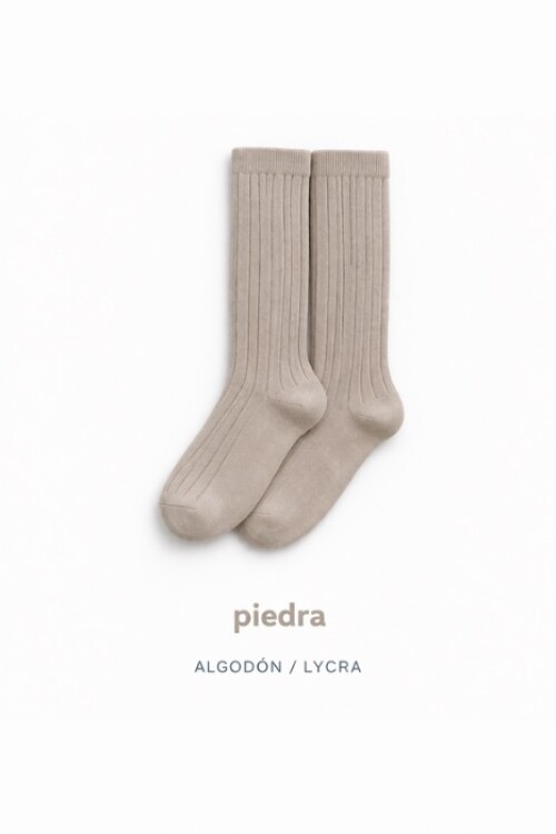 Calcetín alto canalé piedra Piedra