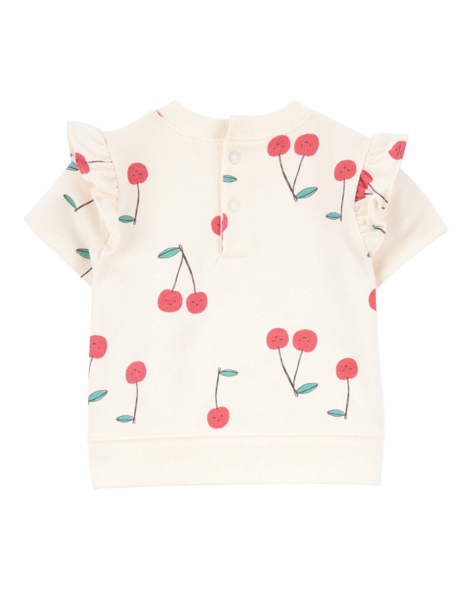Set tres piezas de algodón, short, blusa y body, diseño cerezas Sin color