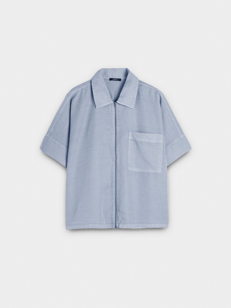 Camisa Con Cremallera 100% Lyocell azul