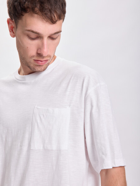 Remera slub bolsillo Blanco