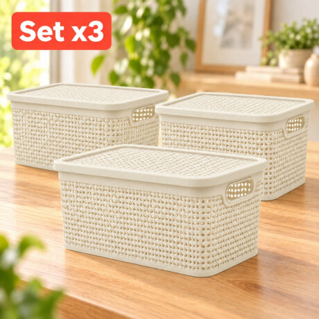 Set x3 Caja simil ratán 7,5lts BEIGE