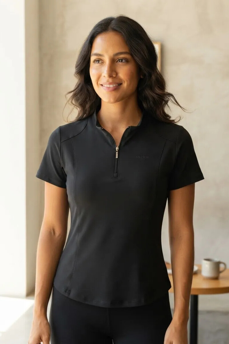Remera Medio Cierre Oreiro Negro