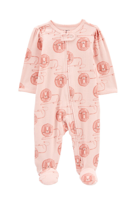 Pijama una pieza de algodón texturado, con pie, diseño león Pijama una pieza de algodón texturado, con pie, diseño león