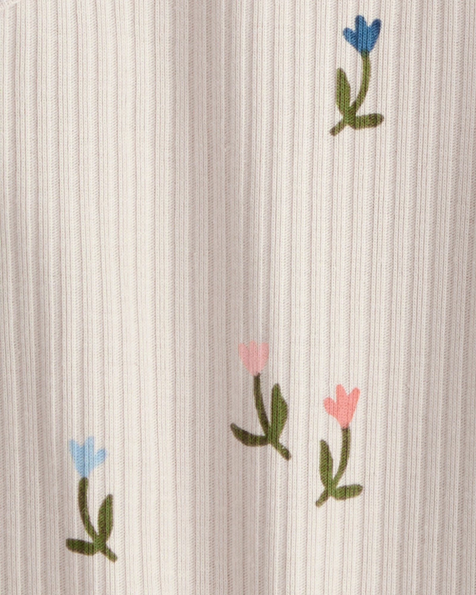 Set dos piezas de algodón acanalado, pantalón y body, diseño floral Sin color