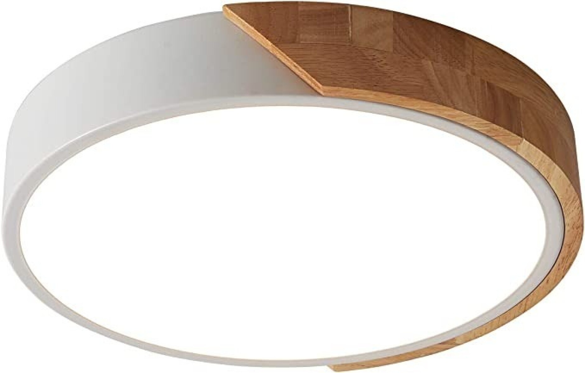 Luminaria Plafon Led Diám 40cm Metal Y Madera Varios Colores - Blanco 