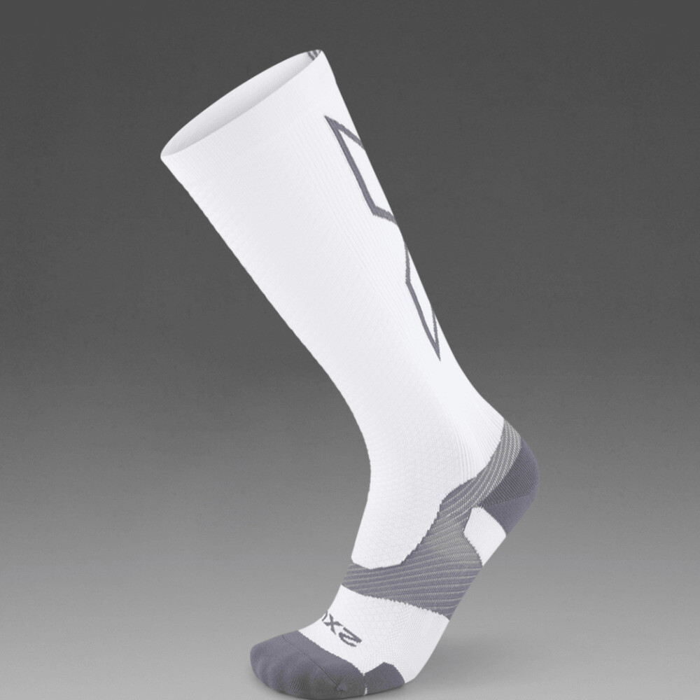 Vectr Light Cushion Full Length Compression Socks - Unisex White/grey
