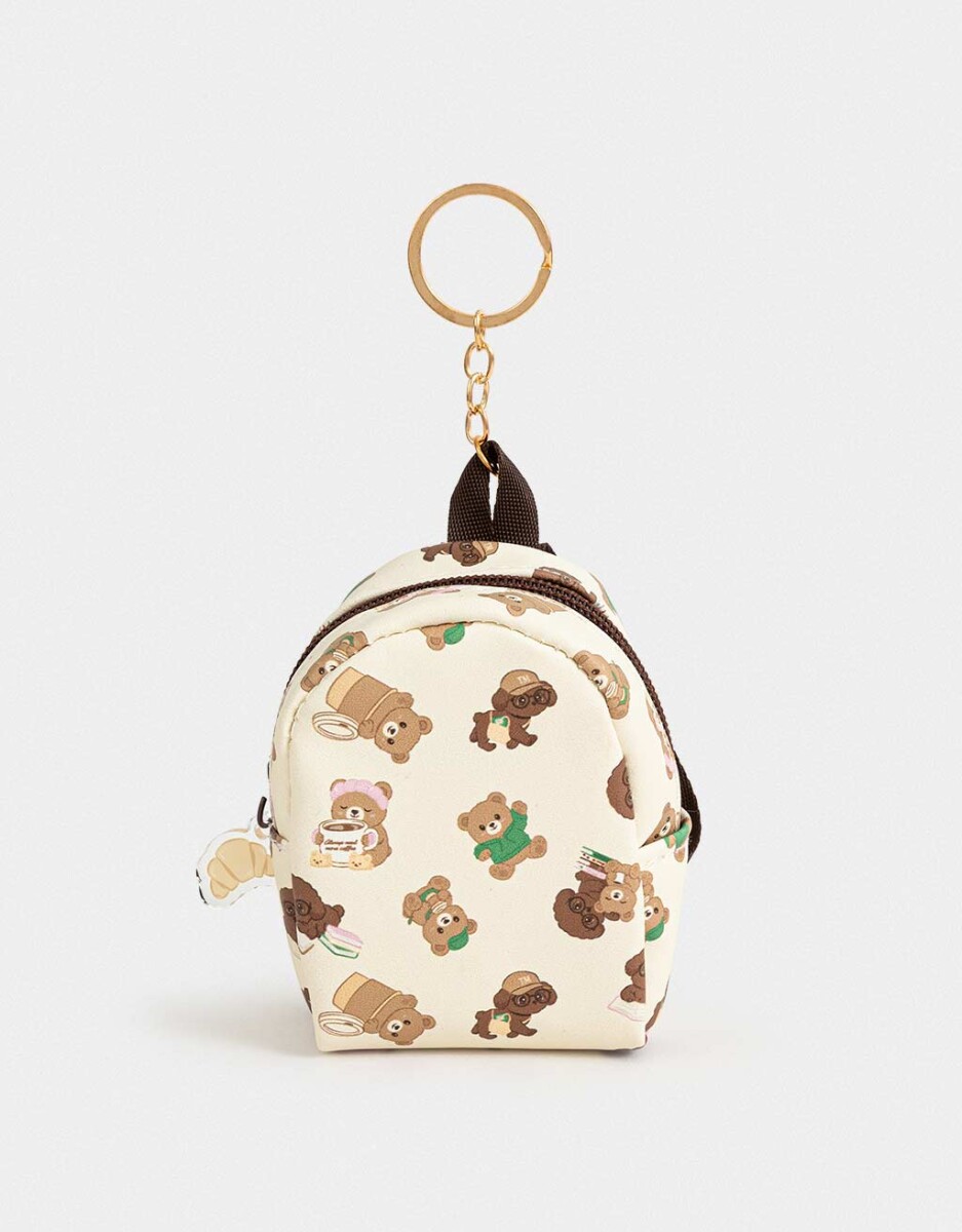 Llavero De Mochila De Pu Estampada Con Tiracierre 
