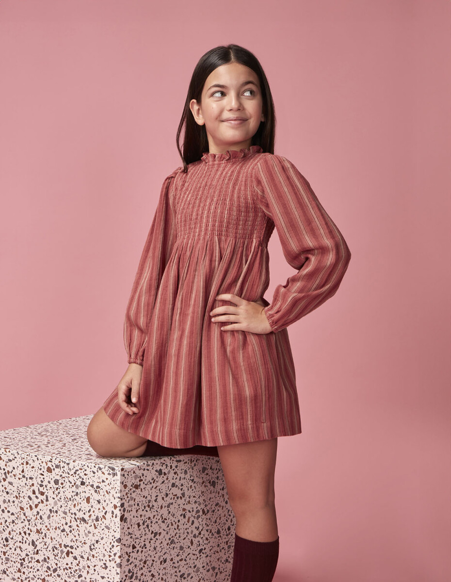 Vestido De Rayas Engomado - Cereza 