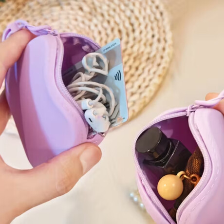 Monedero de silicona con cierre Gris