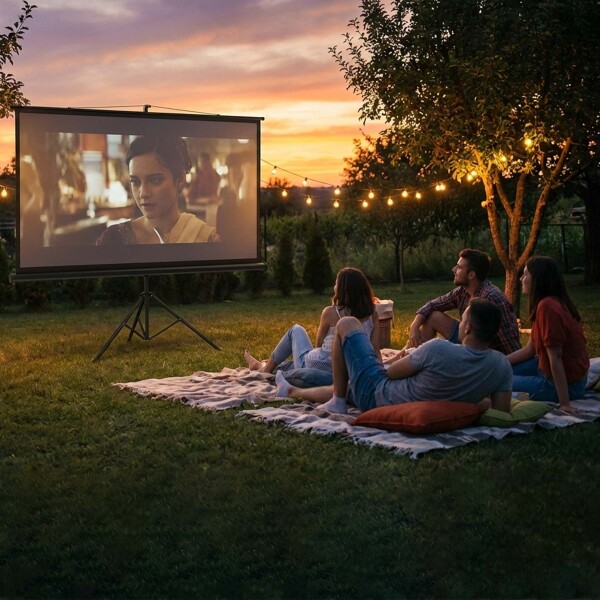 Pantalla De Proyección 84" Enrollable Con Trípode Regulable Negro