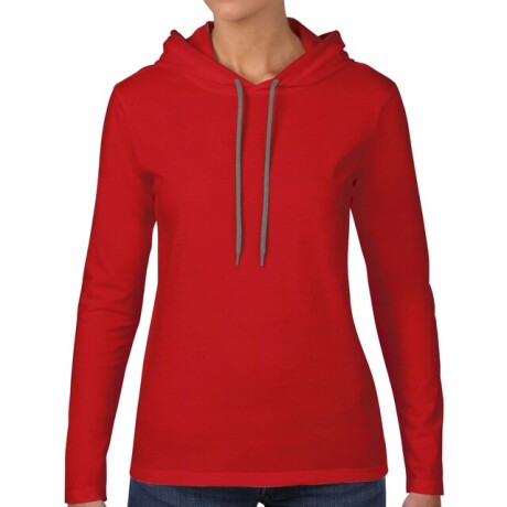 Camiseta manga larga con capucha Gildan Deportiva Rojo