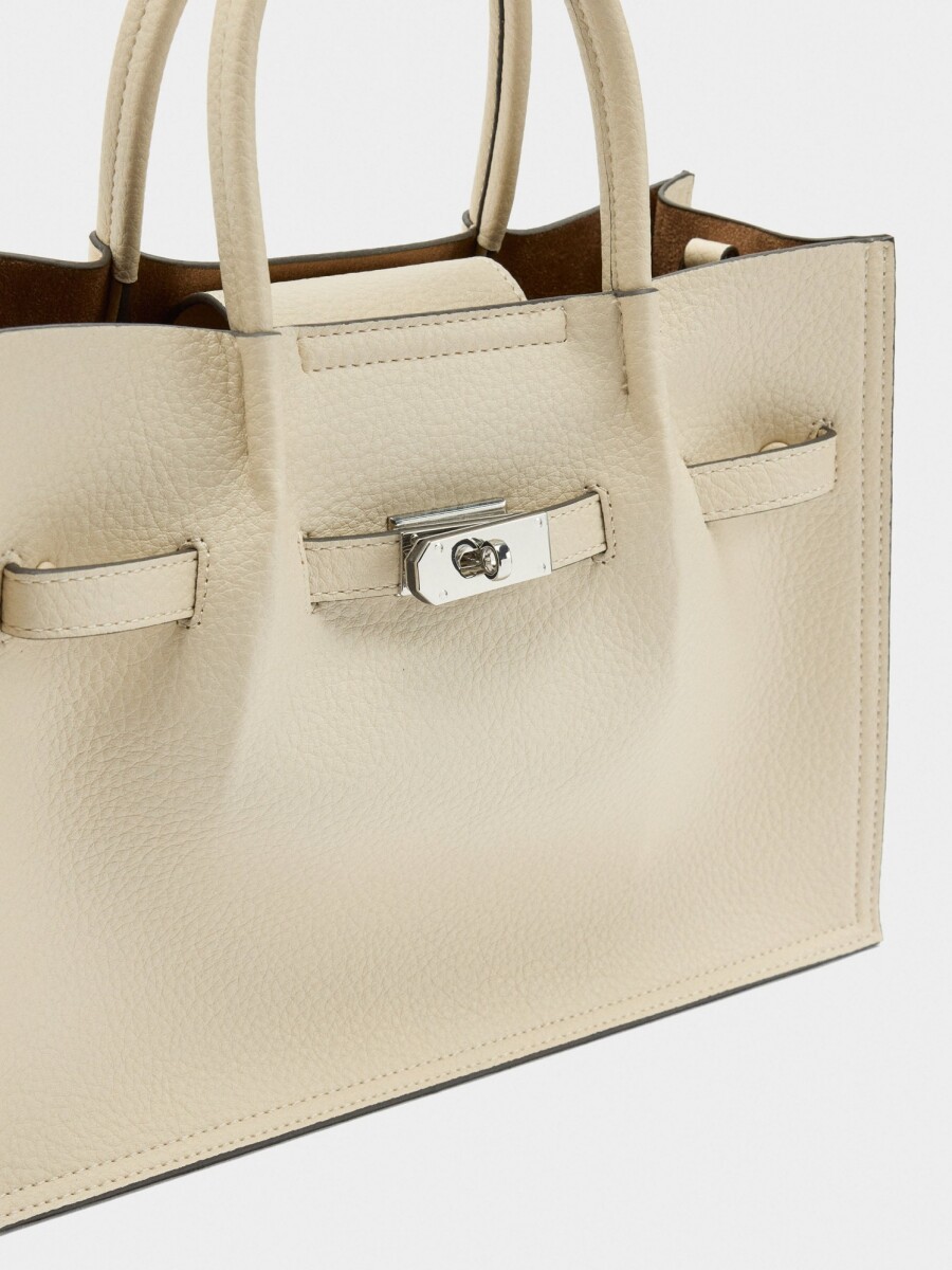 Bolso Tote Con Textura Y Detalle De Cinturón crudo