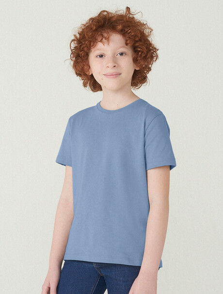 CAMISETA BÁSICA UNISSEX INFANTIL MANGA CORTA CELESTE