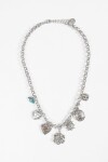 Collar cadena múltiples dijes plateado