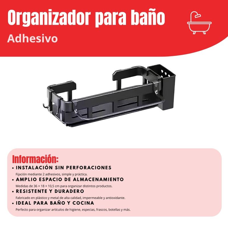 Estante con adhesivo multiuso NEGRO