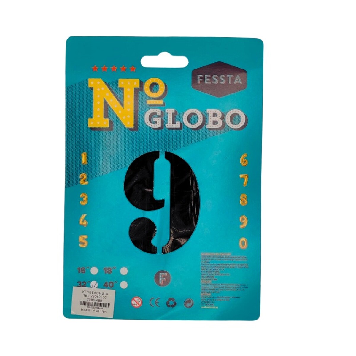 Globo Número Fessta 32" Negro - NUEVE 