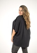Blusa de viscosa con brillo plateado Negra