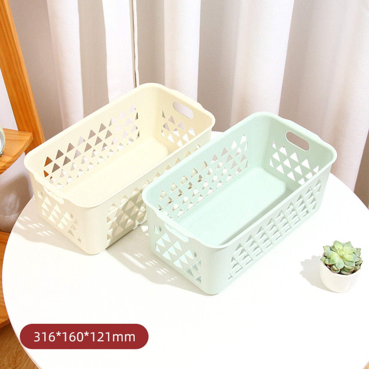 Cesta Con Agujeros Triangulares - M - Verde Agua 